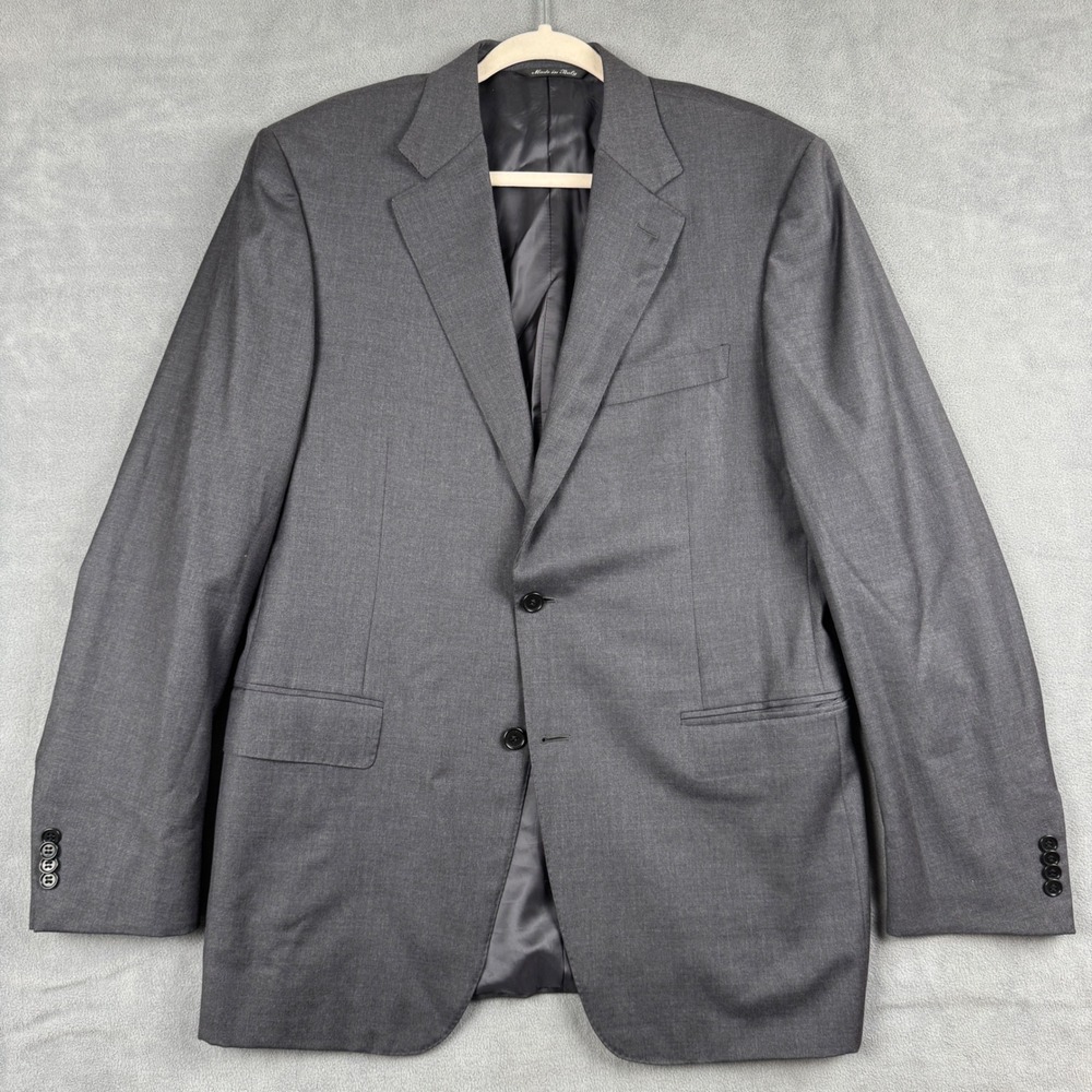 Canali Mens Gray 100% Wool 2 Button Blazer Sport Coat Made in Italy Sz 42-44 R